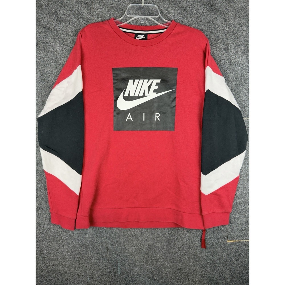 NIKE CREW SIDE ZIP BIG LOGO COLOR-BLOCK SWEATSHIRT CD9220-687 M RED/BLACK